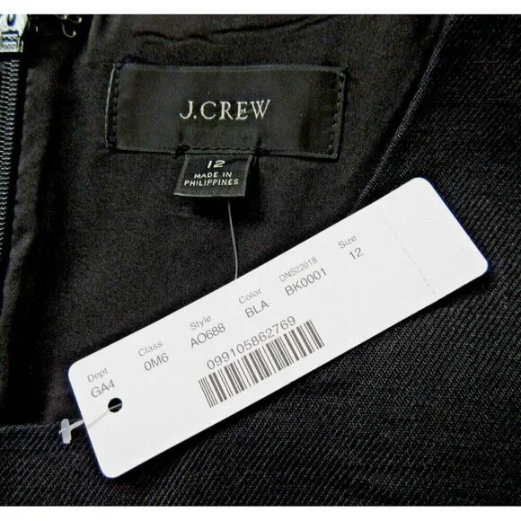 NWT J.Crew Resume Jumpsuit in Black Stretch Linen Belted Wide Leg 1-Piece 12 - Picture 4 of 6